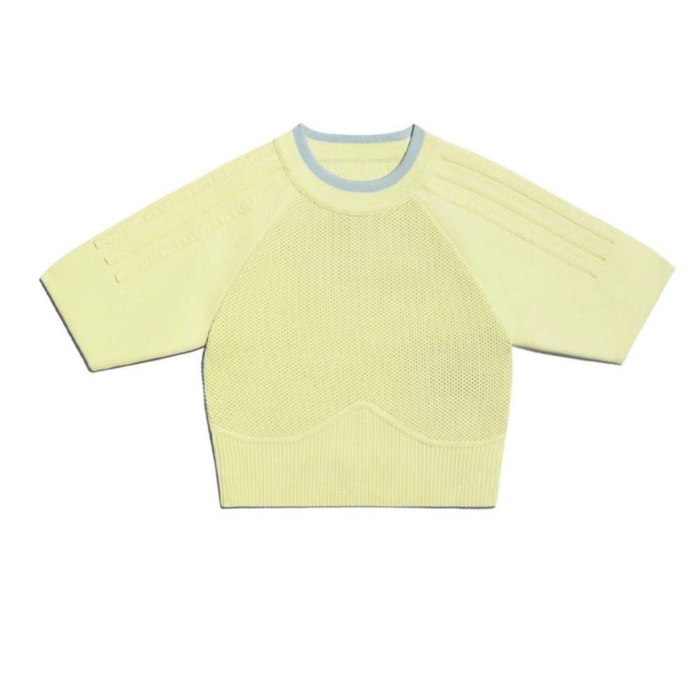 IVY PARK x Adidas Knit Short Sleeve Fitted Crop Top - Womens XS